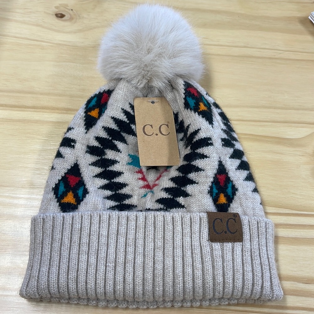 C.C Beanie Aztec Pom Hat